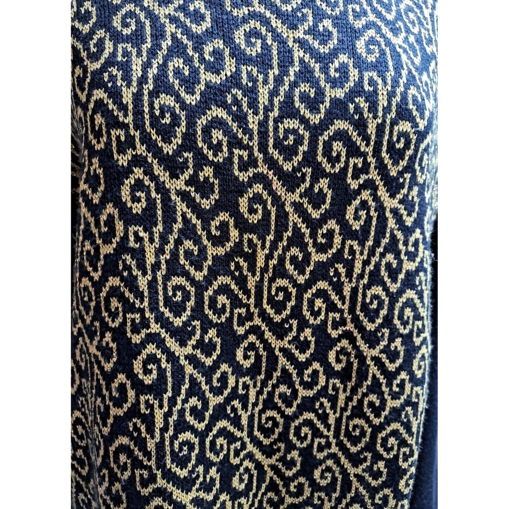 Vintage Leslie Fay Sweater Womens M Black Gold Long Sleeve NWOT - Picture 2 of 7